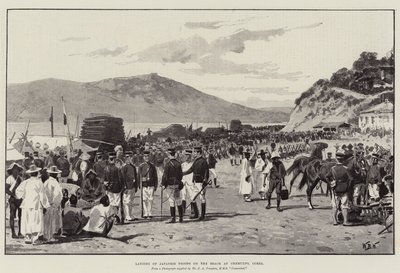 Landing of Japanese Troops on the Beach at Chemulpo, Korea by William Barnes Wollen